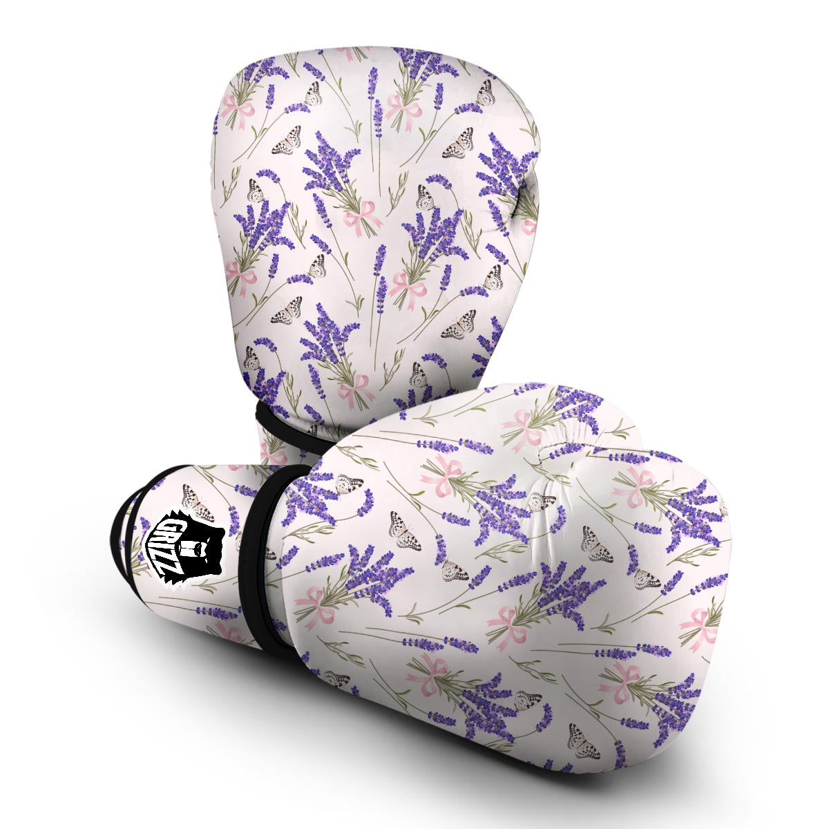 Lavender Floral Print Pattern Boxing Gloves-grizzshop