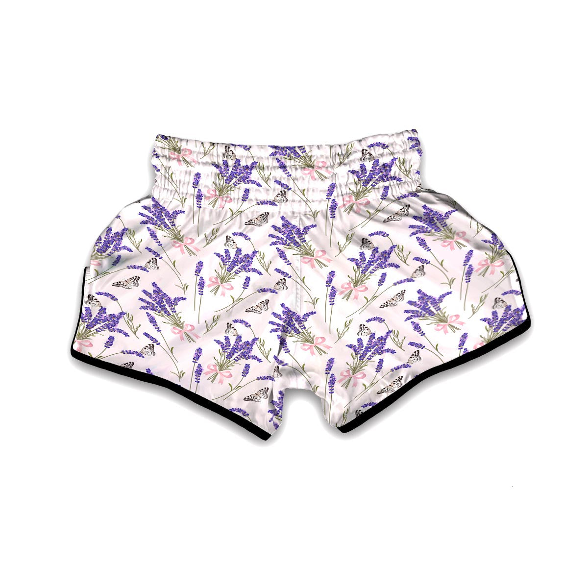 Lavender Floral Print Pattern Muay Thai Boxing Shorts-grizzshop