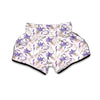 Lavender Floral Print Pattern Muay Thai Boxing Shorts-grizzshop