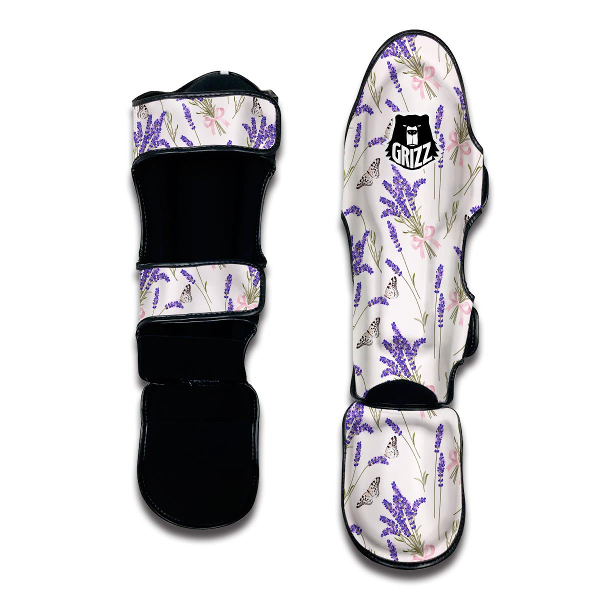 Lavender Floral Print Pattern Muay Thai Shin Guards-grizzshop