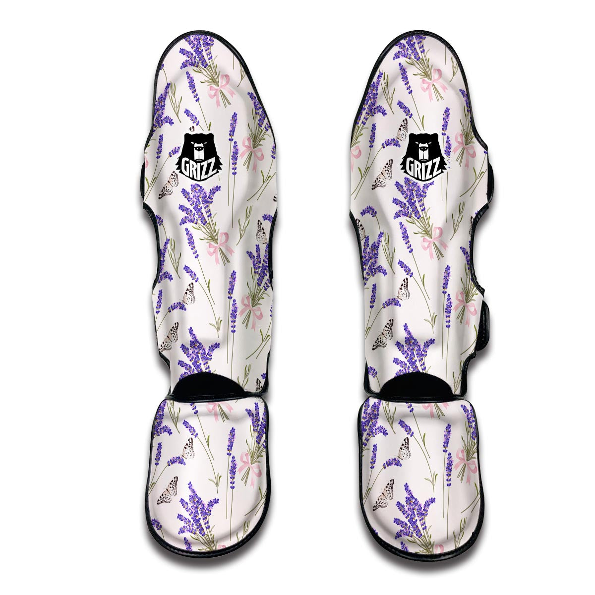 Lavender Floral Print Pattern Muay Thai Shin Guards-grizzshop