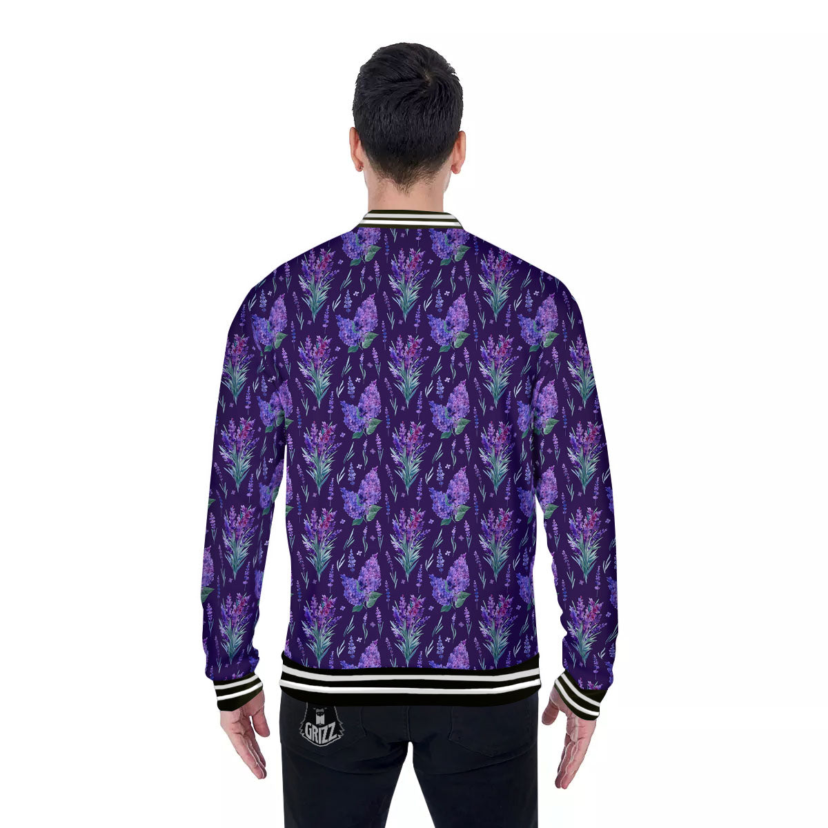 Lavender Purple Print Pattern Baseball Jacket-grizzshop