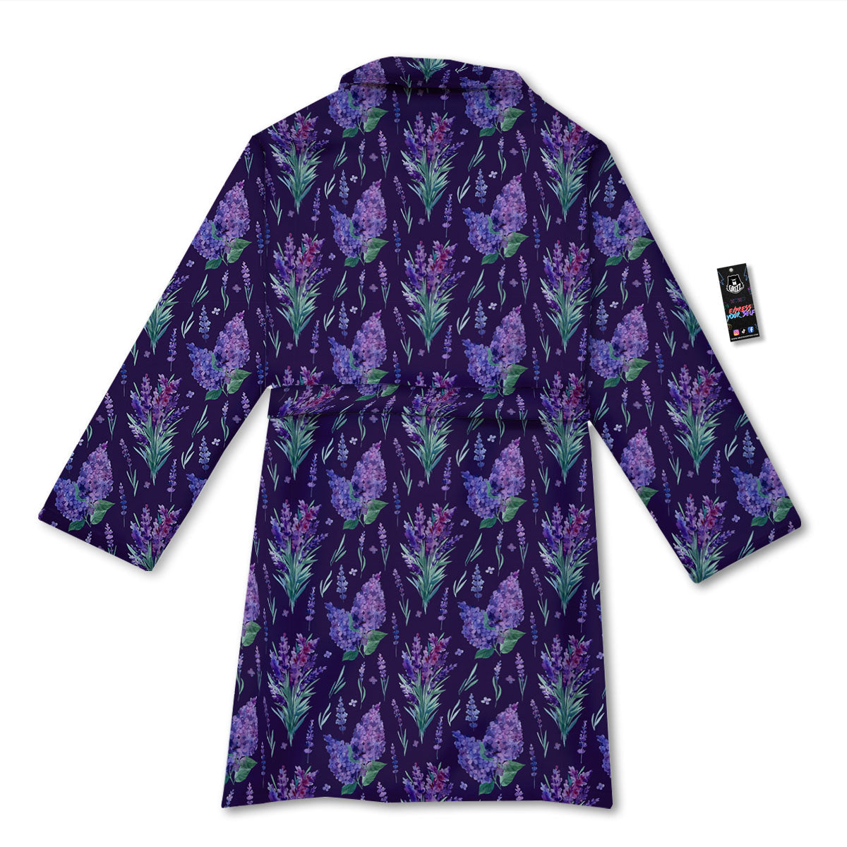 Lavender Purple Print Pattern Bathrobe-grizzshop
