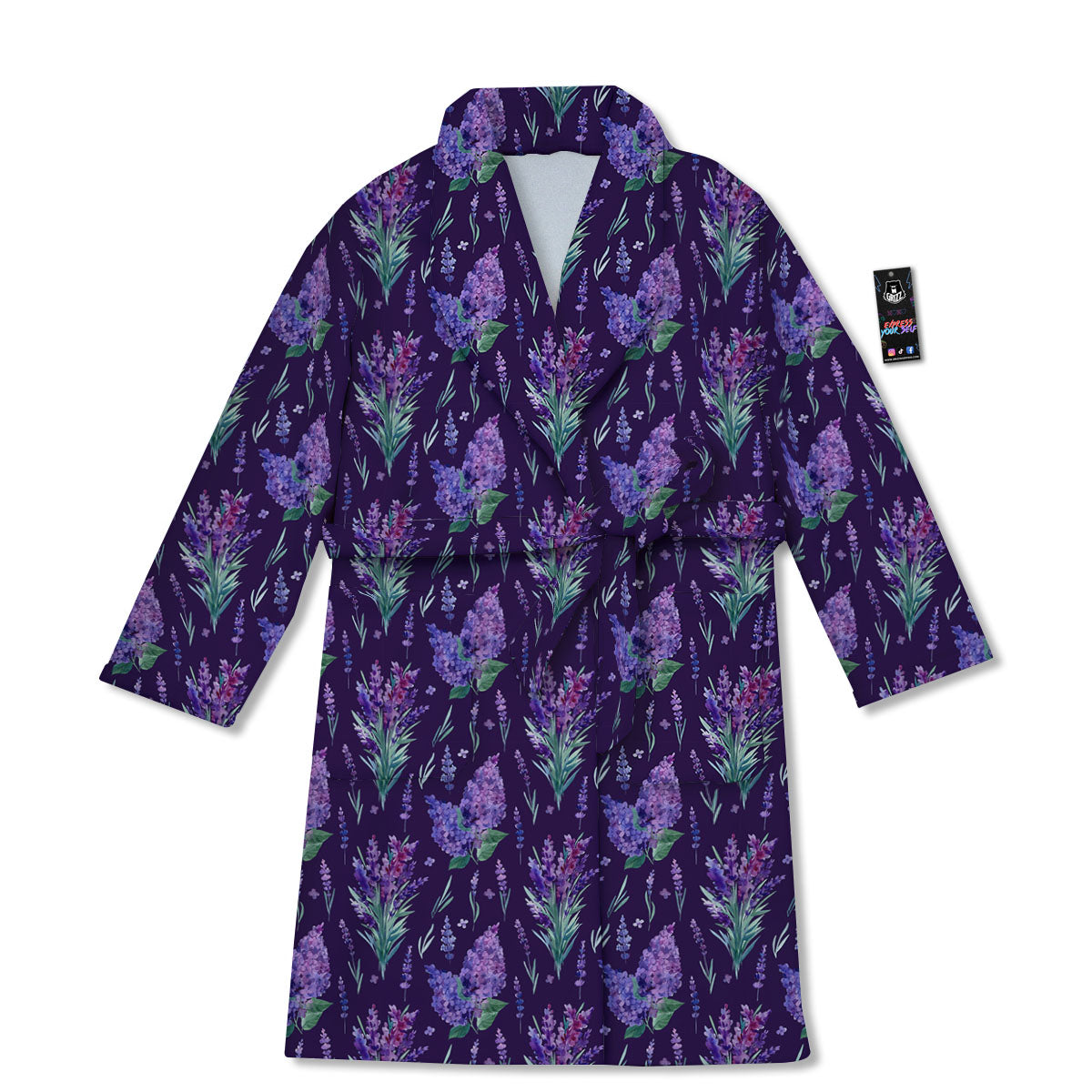 Lavender Purple Print Pattern Bathrobe-grizzshop