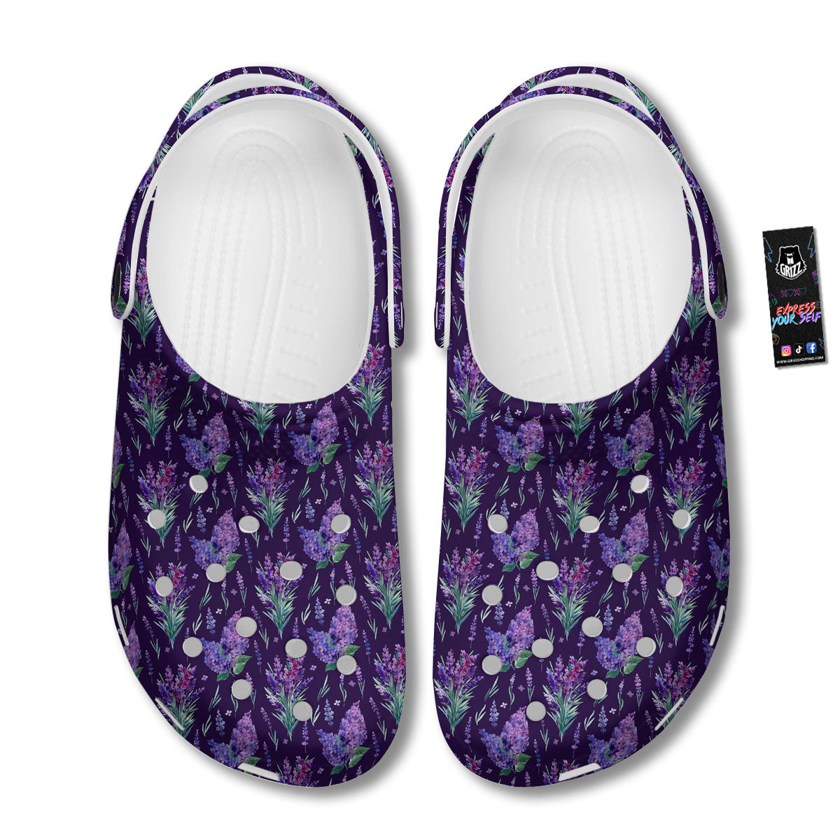 Lavender Purple Print Pattern Clog-grizzshop