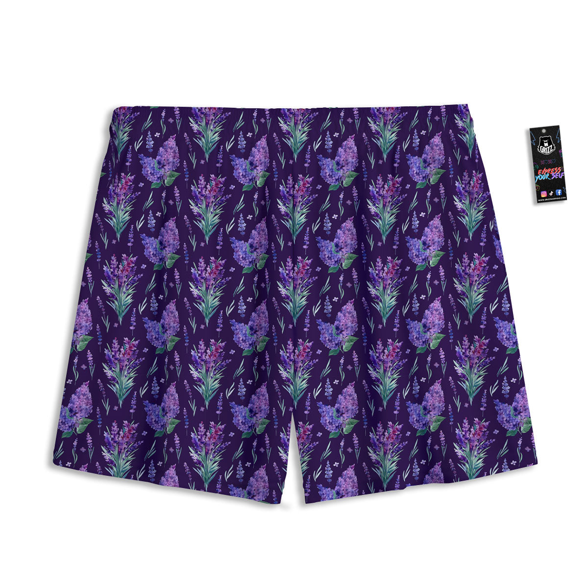 Lavender Purple Print Pattern Mesh Shorts-grizzshop