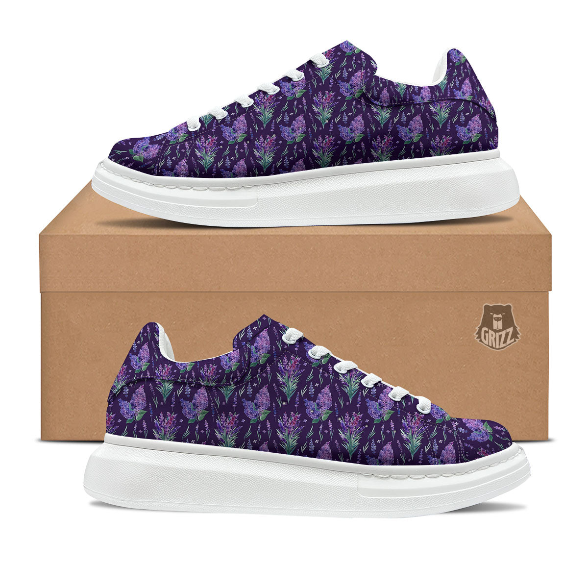 Lavender Purple Print Pattern Platform Shoes-grizzshop