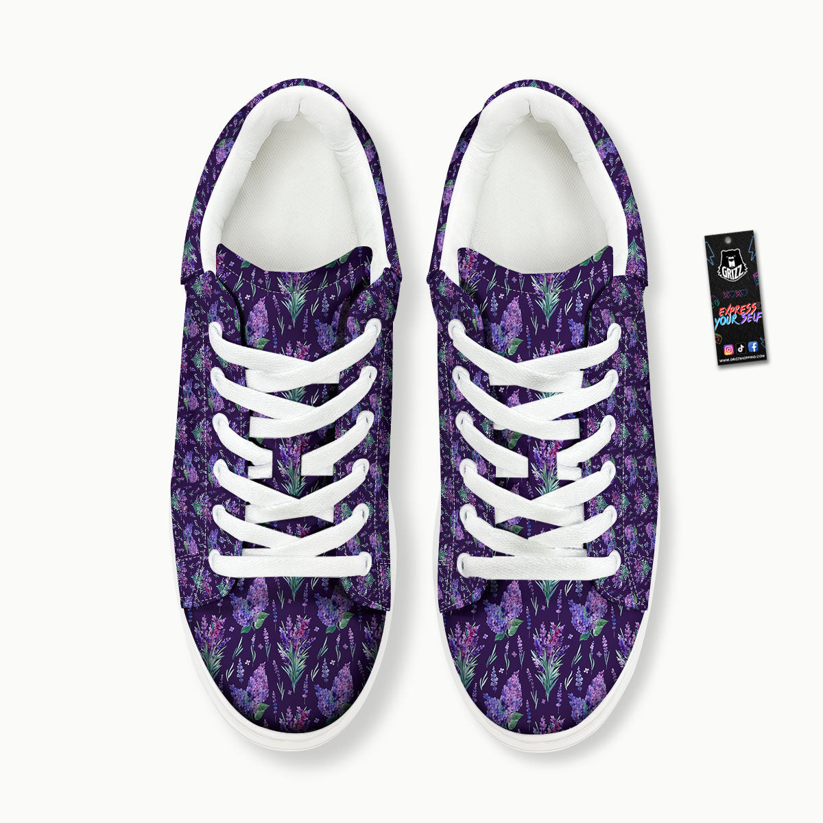 Lavender Purple Print Pattern Platform Shoes-grizzshop