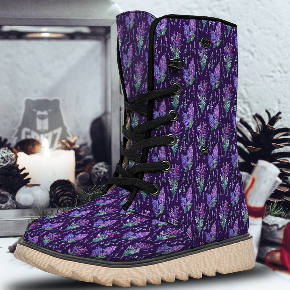 Lavender Purple Print Pattern Snow Boots-grizzshop