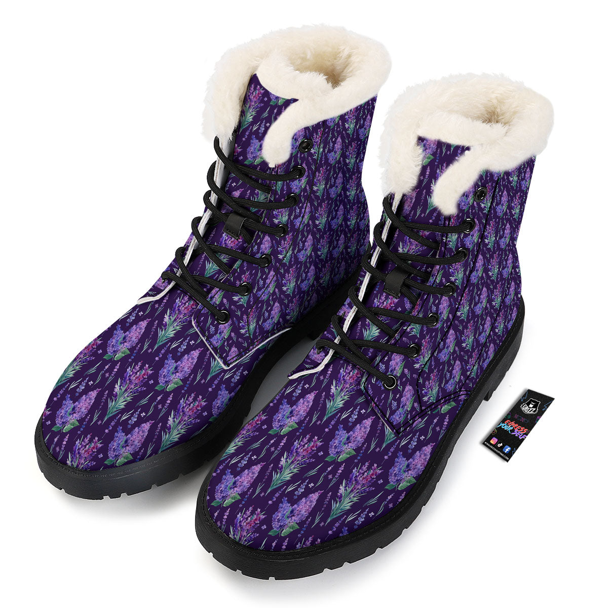 Lavender Purple Print Pattern Winter Boots-grizzshop