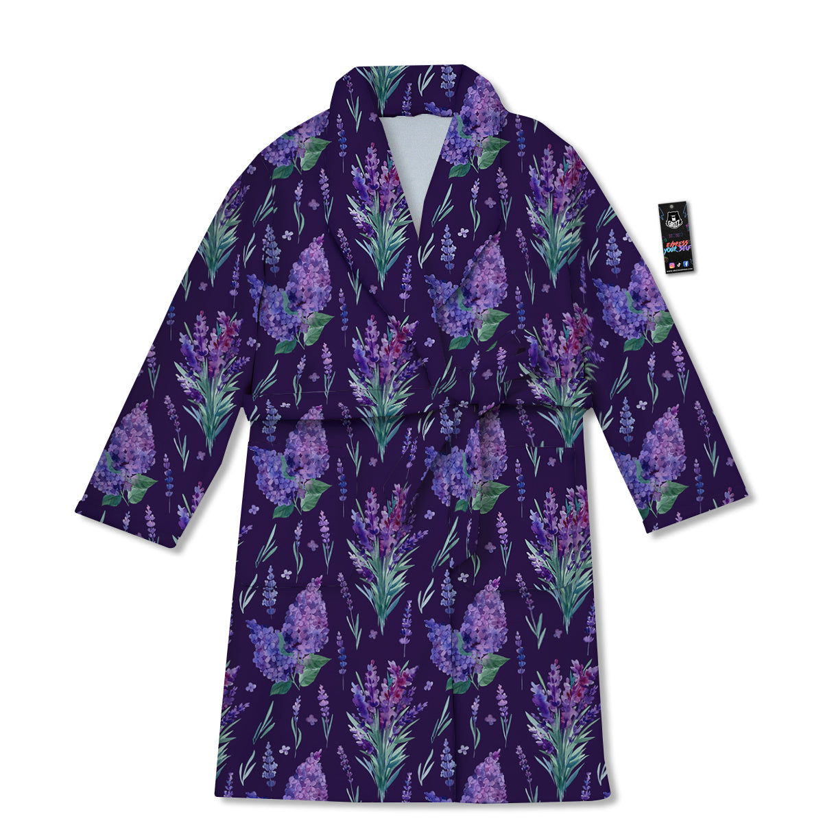 Lavender Watercolor Print Pattern Bathrobe-grizzshop