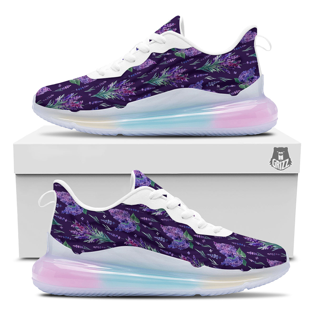 Lavender Watercolor Print Pattern Running Sneakers-grizzshop