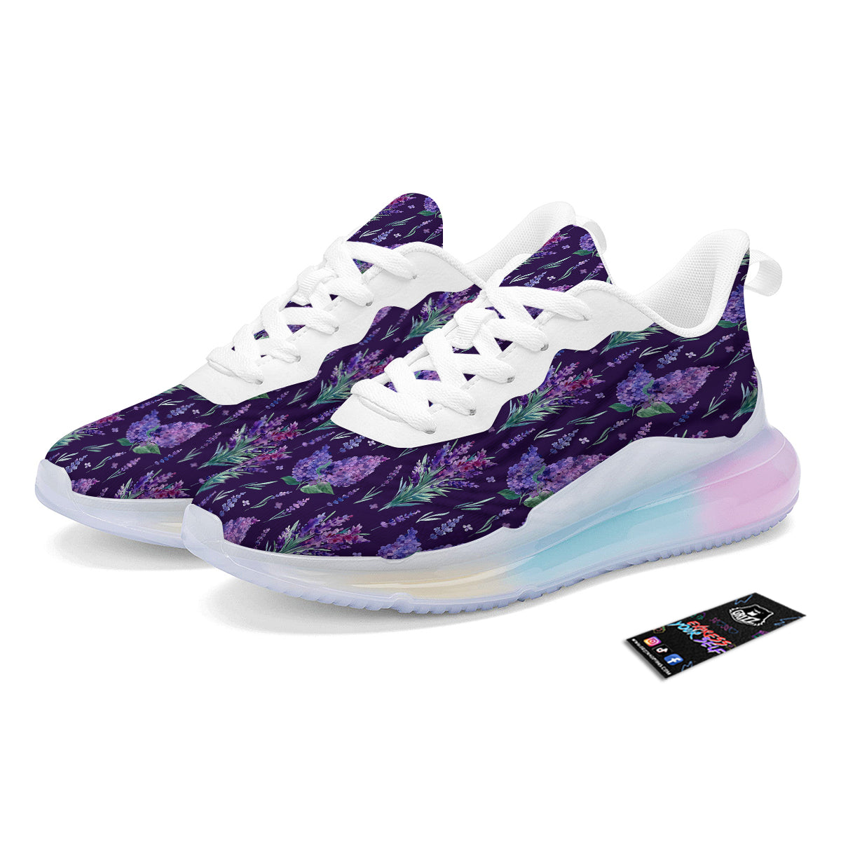 Lavender Watercolor Print Pattern Running Sneakers-grizzshop