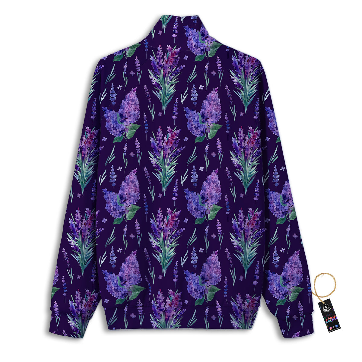 Lavender Watercolor Print Pattern Track Jacket-grizzshop