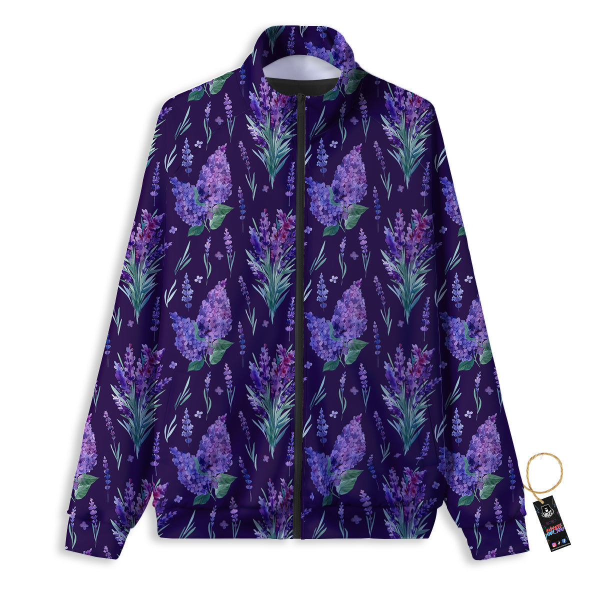Lavender Watercolor Print Pattern Track Jacket-grizzshop