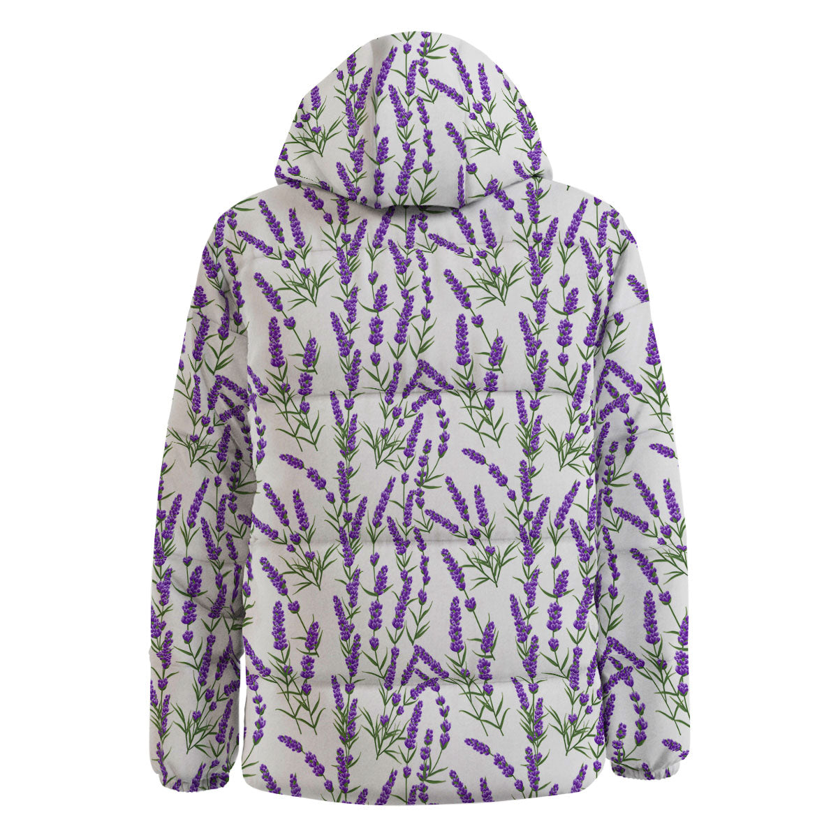 Lavender White And Purple Print Pattern Down Jacket-grizzshop