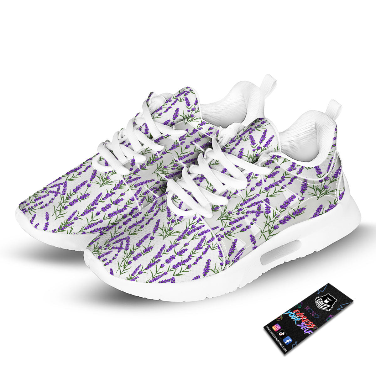 Lavender White And Purple Print Pattern Tennis Shoes-grizzshop