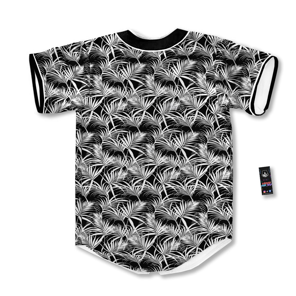 Leaf Aloha Black Palm Print Pattern Baseball Jersey-grizzshop