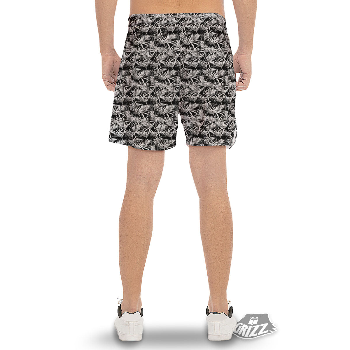 Leaf Aloha Black Palm Print Pattern Men's Gym Shorts-grizzshop