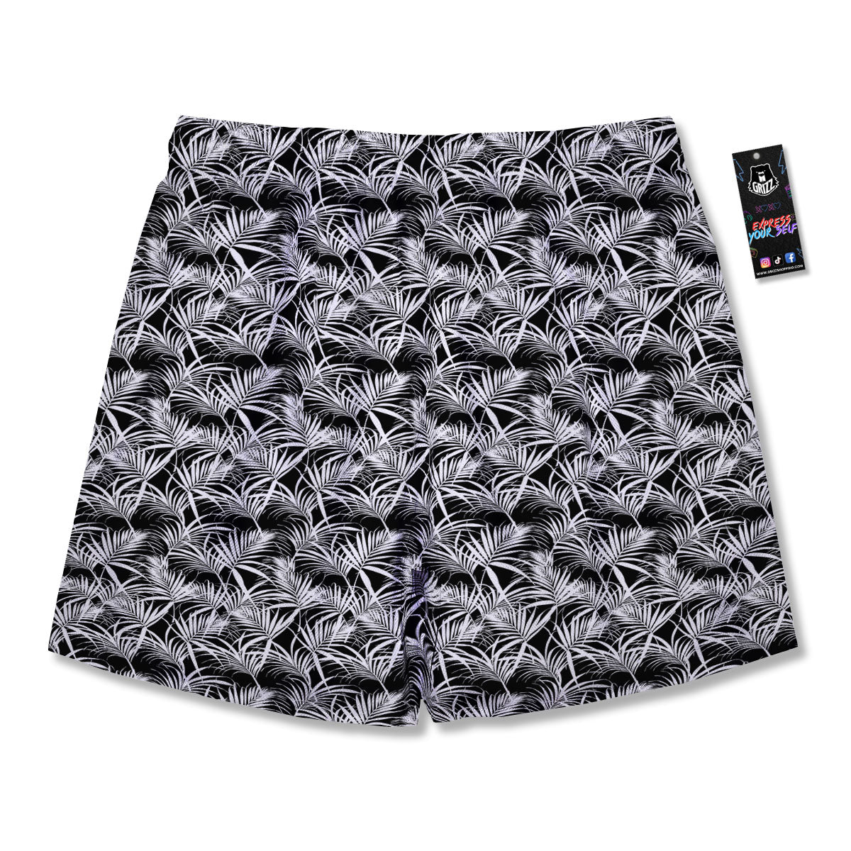 Leaf Aloha Black Palm Print Pattern Men's Running Shorts-grizzshop