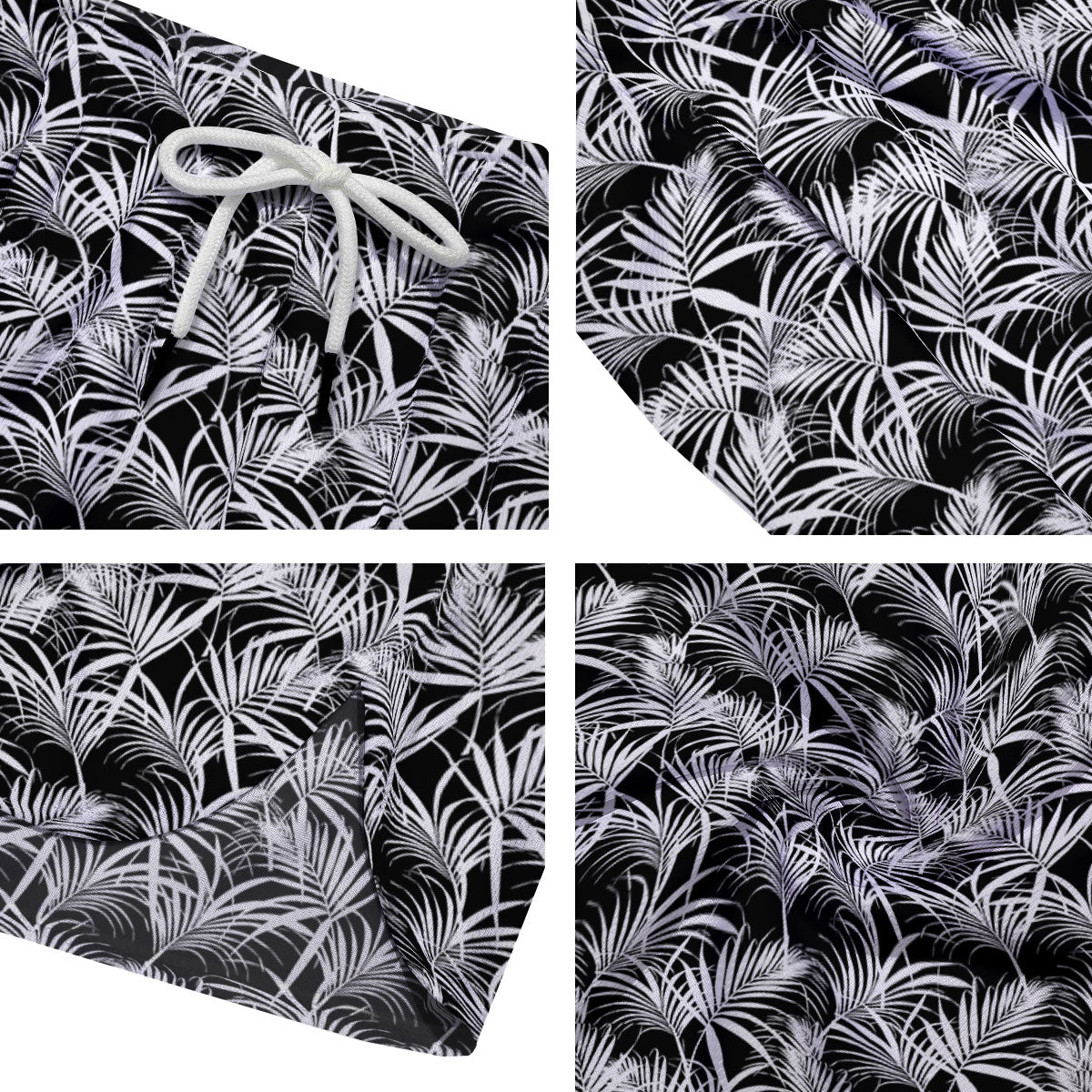 Leaf Aloha Black Palm Print Pattern Men's Running Shorts-grizzshop