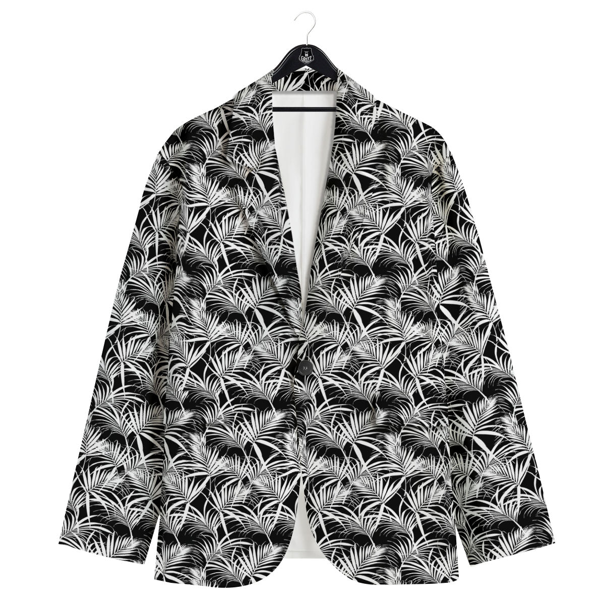 Leaf Aloha Black Palm Print Pattern Men's Sport Coat-grizzshop