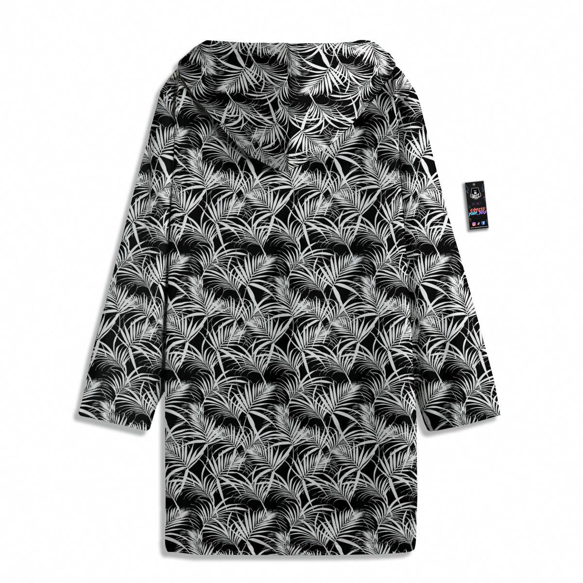 Leaf Aloha Black Palm Print Pattern Men's Windbreaker Jacket-grizzshop