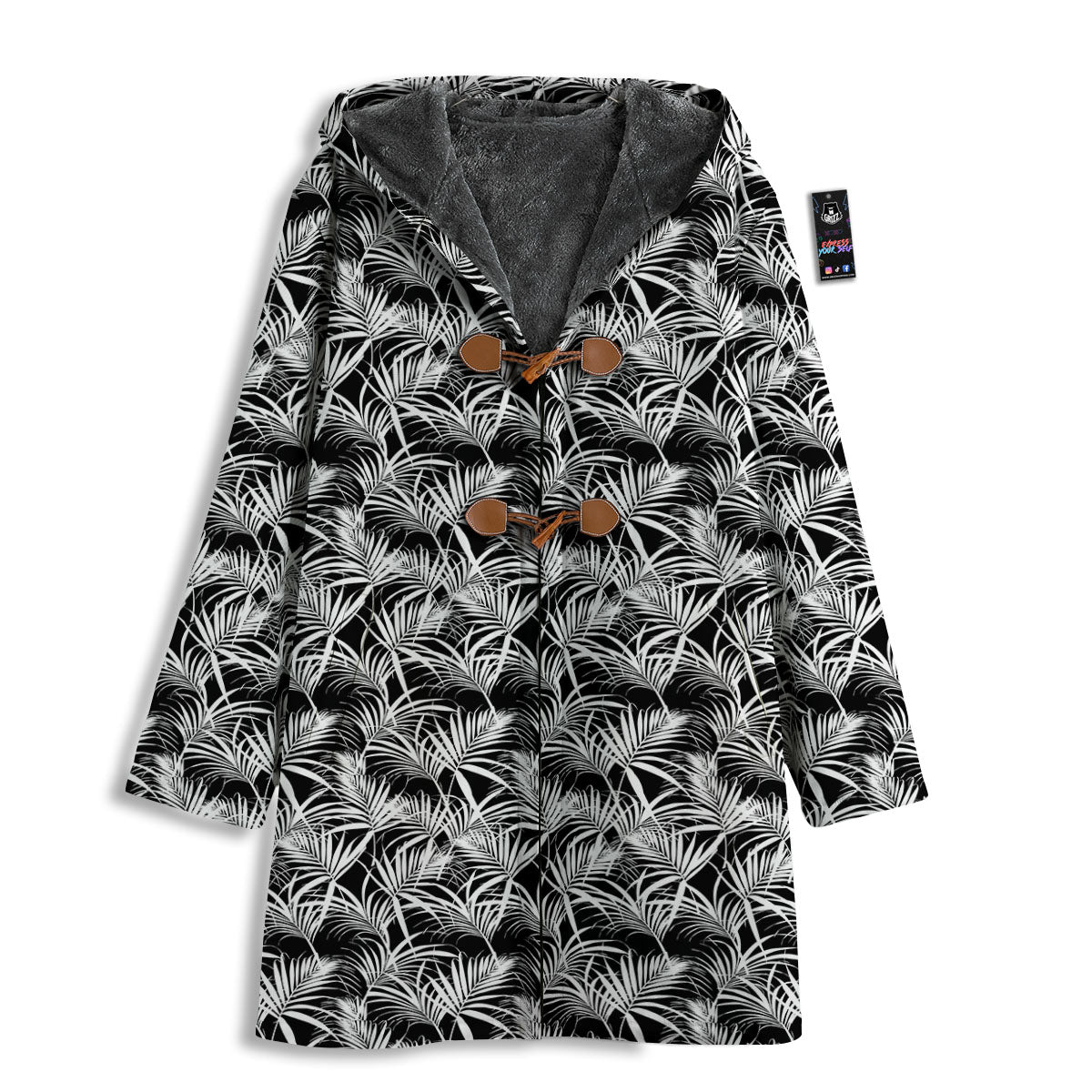 Leaf Aloha Black Palm Print Pattern Men's Windbreaker Jacket-grizzshop