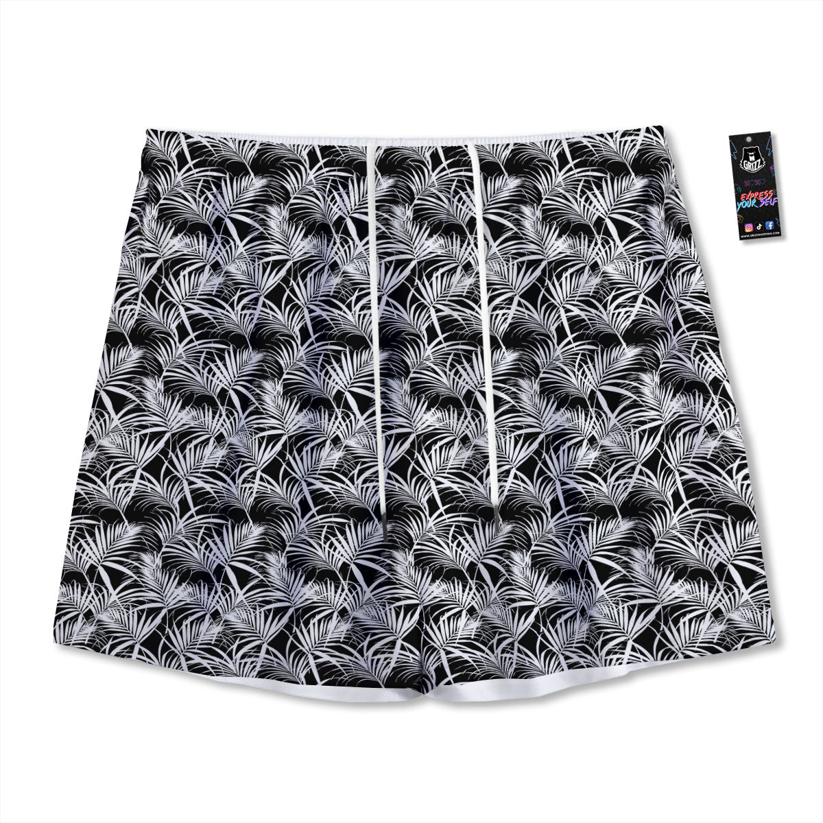 Ivy Leaf Green Print Mesh Shorts
