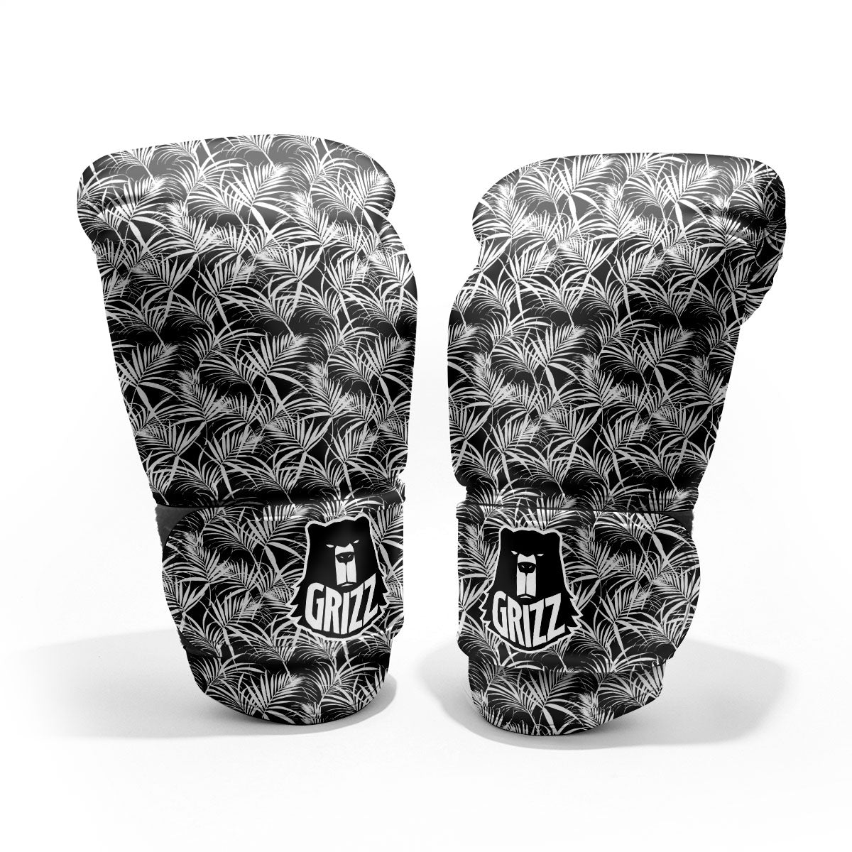 Leaf Aloha Black Palm Print Pattern Pro Boxing Glove