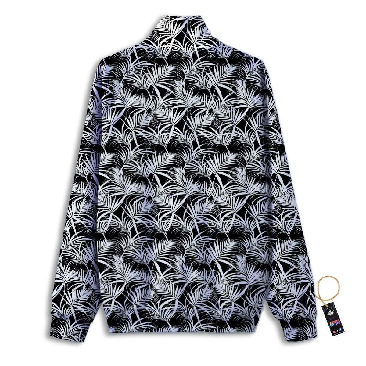 Leaf Aloha Black Palm Print Pattern Track Jacket-grizzshop