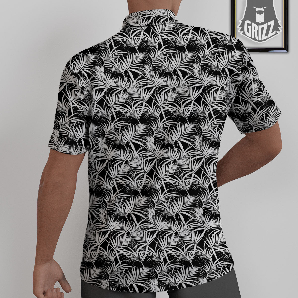 Leaf Aloha Black Palm Print Pattern Untucked Shirts-grizzshop