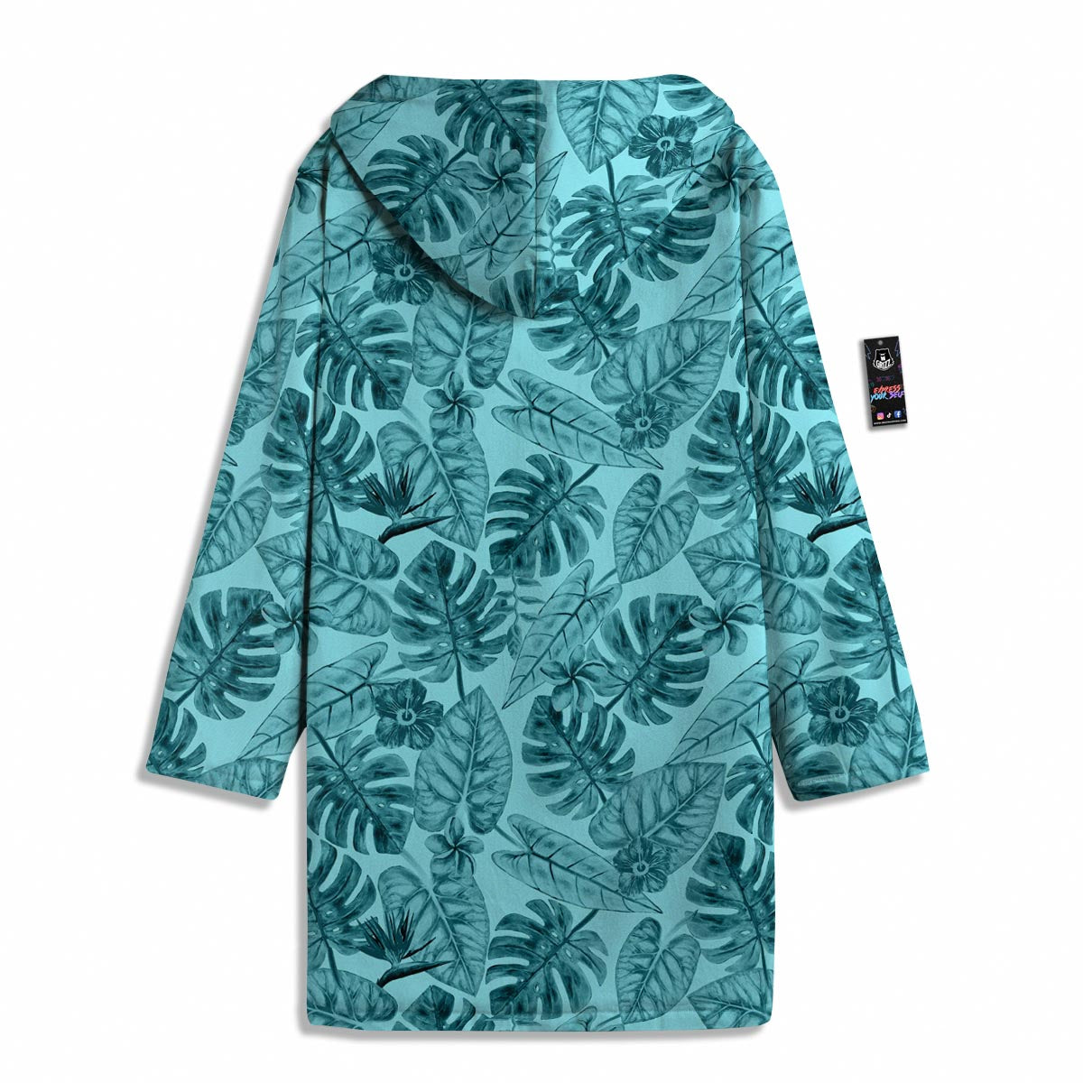 Leaf Flower Teal Hawaiian Print Pattern Men's Windbreaker Jacket-grizzshop