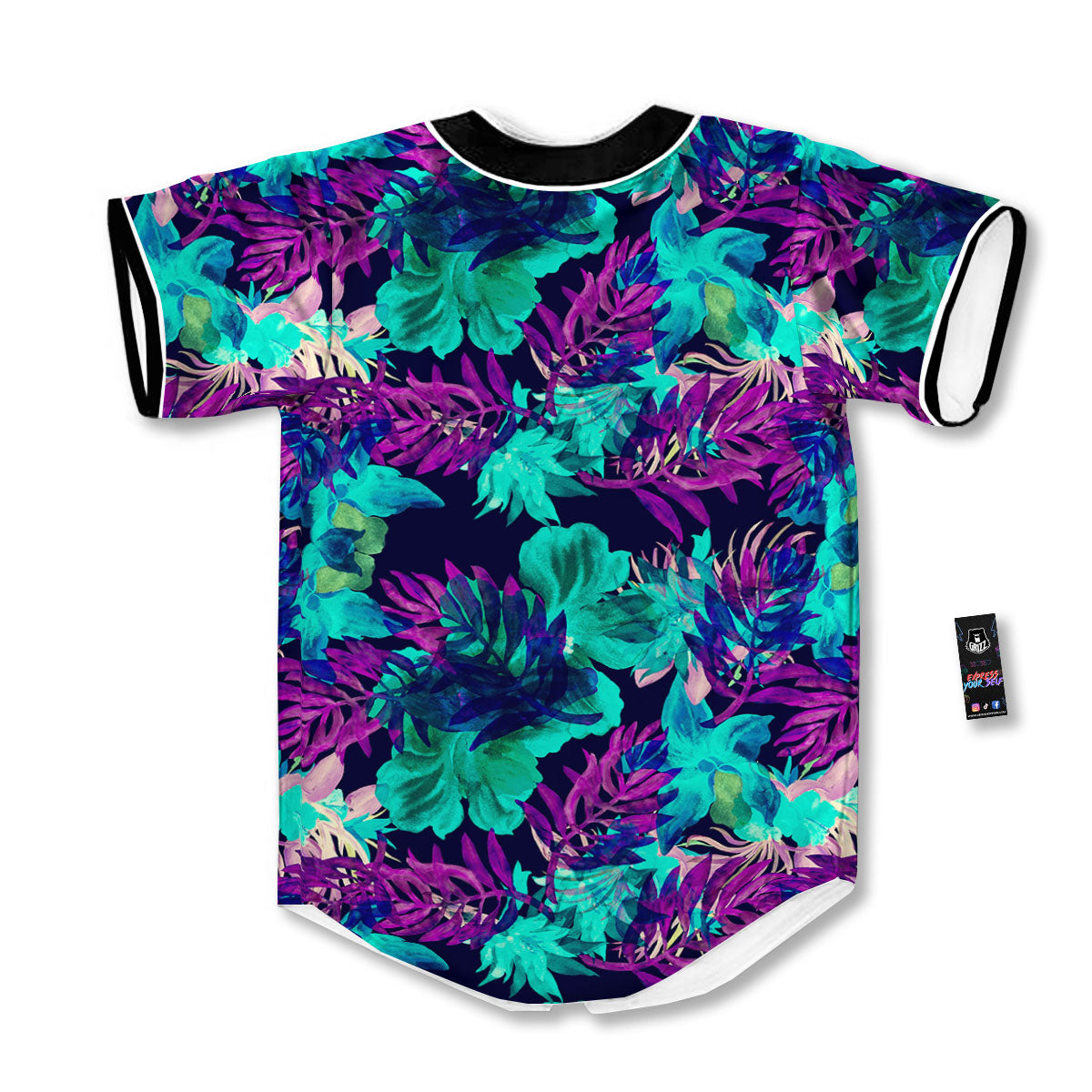 Leaf Green And Purple Print Pattern Baseball Jersey-grizzshop