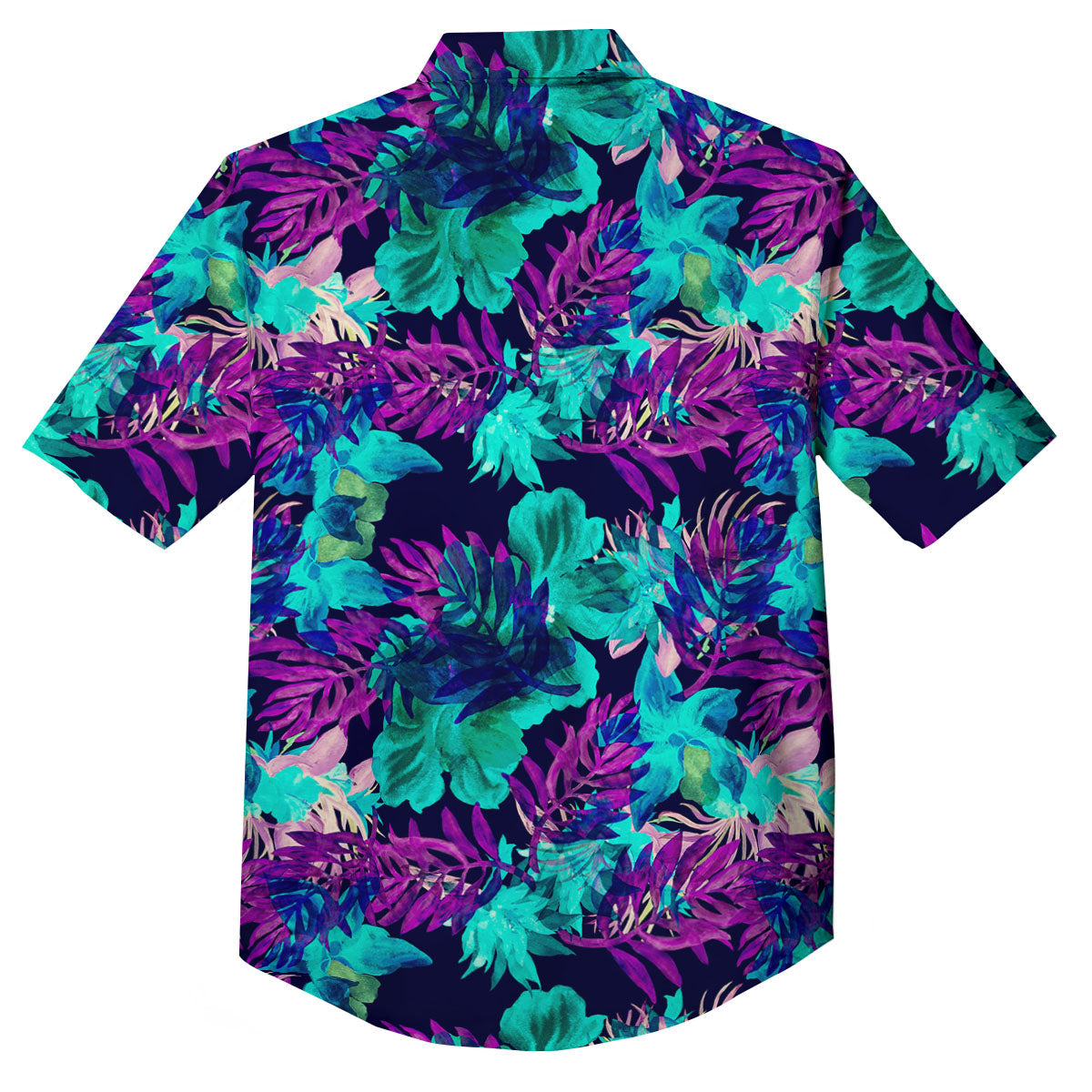 Leaf Green And Purple Print Pattern Button Up Shirt-grizzshop