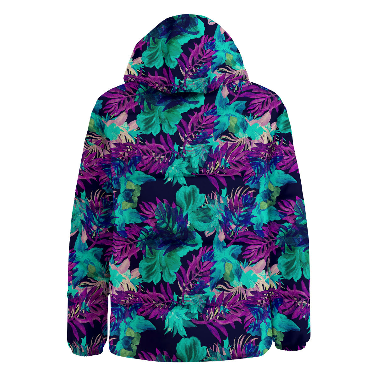 Leaf Green And Purple Print Pattern Down Jacket-grizzshop