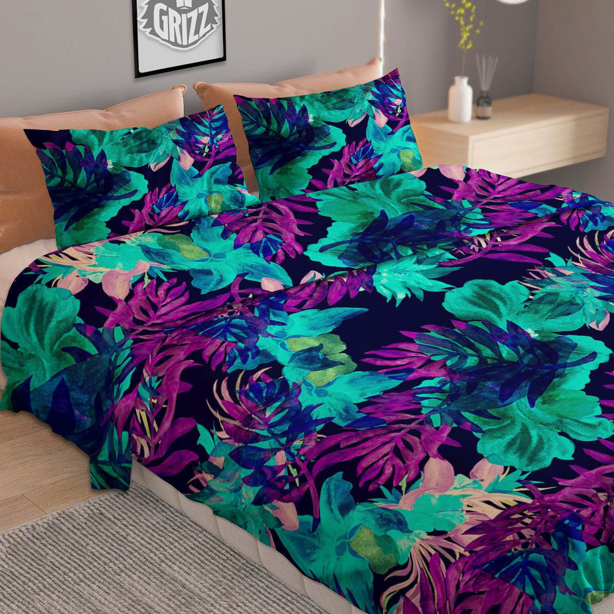 Leopard Rainbow And White Print Pattern Duvet Cover Bedding Set