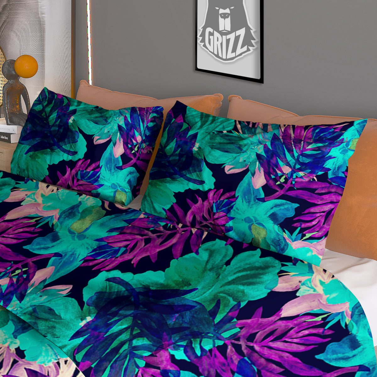 Leopard Rainbow And White Print Pattern Duvet Cover Bedding Set