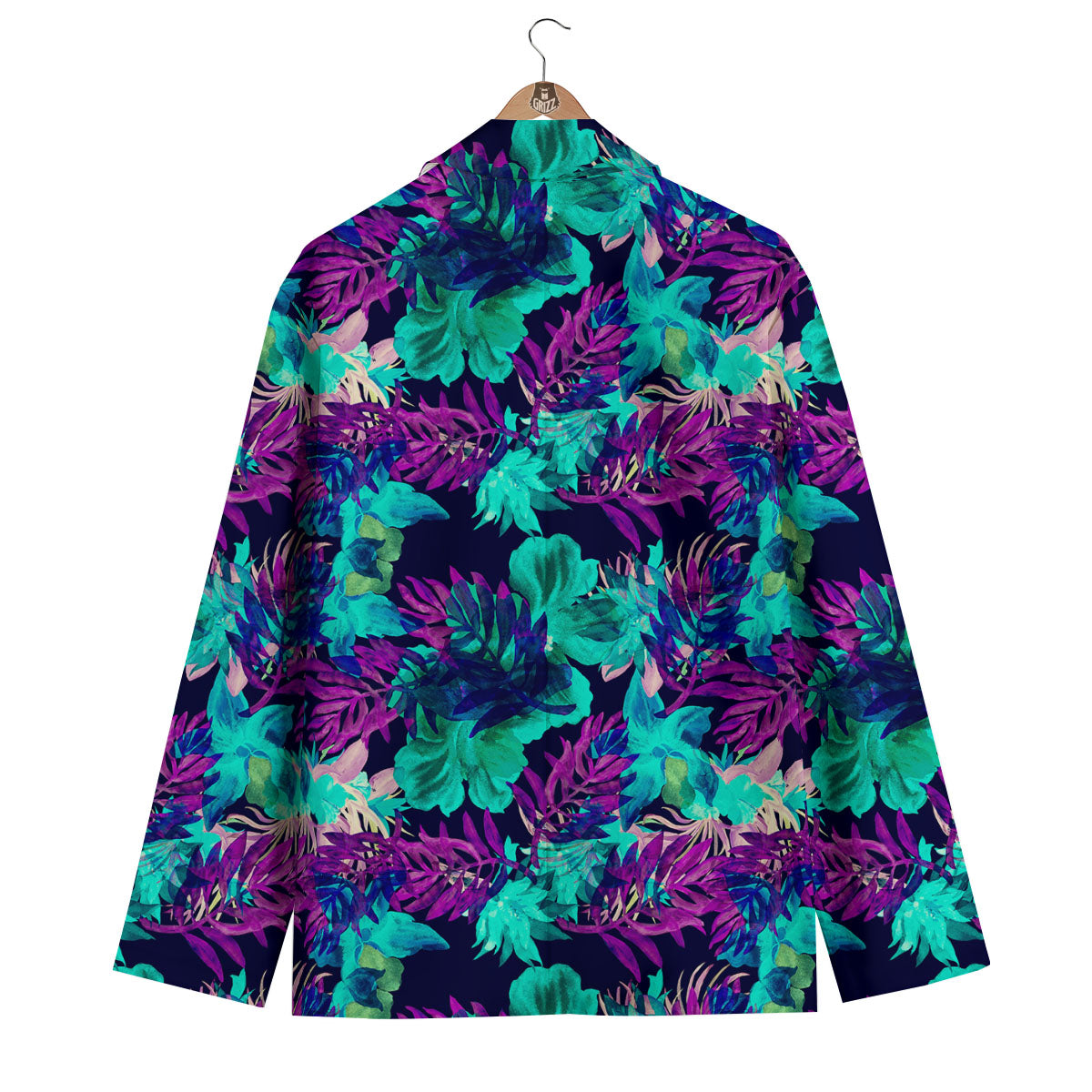 Leaf Green And Purple Print Pattern Men's Blazer-grizzshop