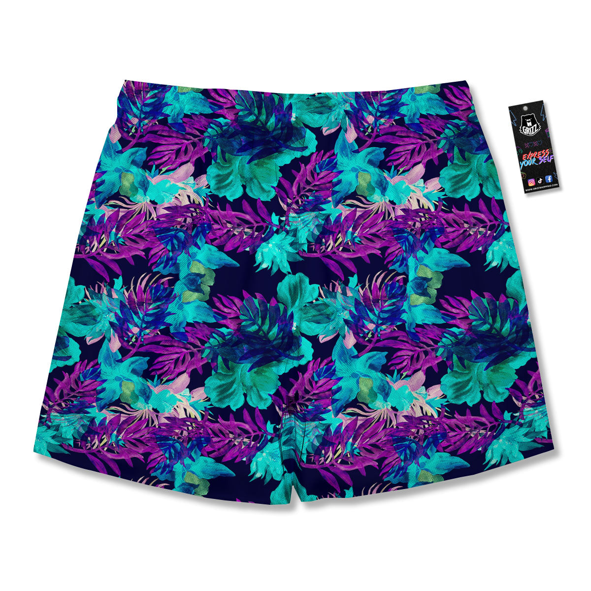 Leaf Green And Purple Print Pattern Men's Running Shorts-grizzshop