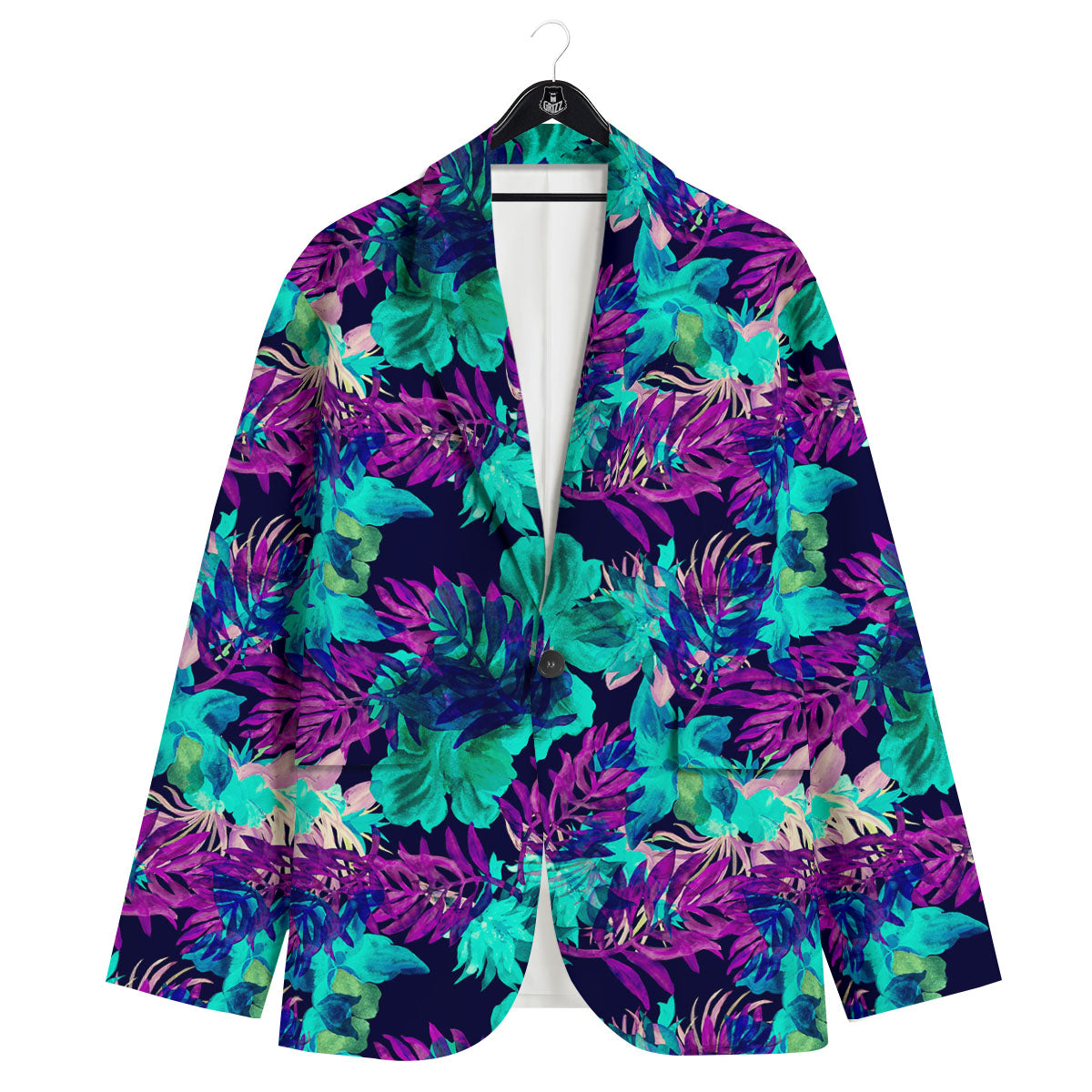 Leaf Green And Purple Print Pattern Men's Sport Coat-grizzshop