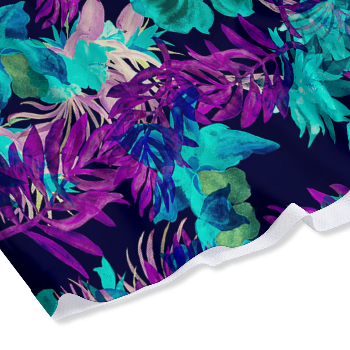 Leaf Green And Purple Print Pattern Mesh Shorts