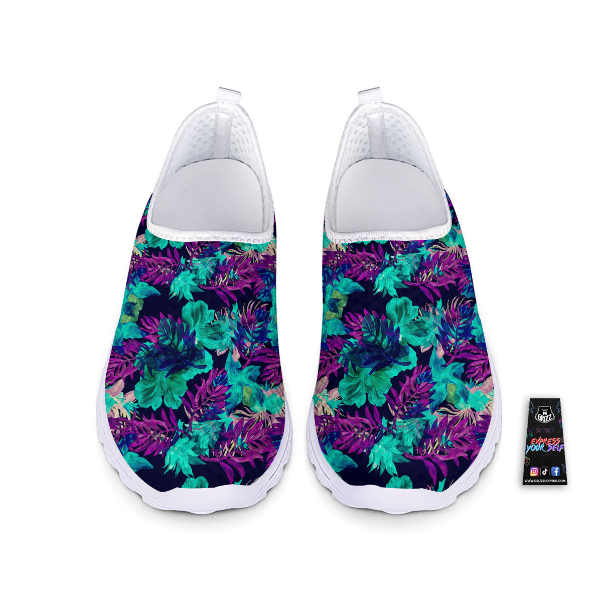 Leaf Green And Purple Print Pattern Nurse Shoes-grizzshop