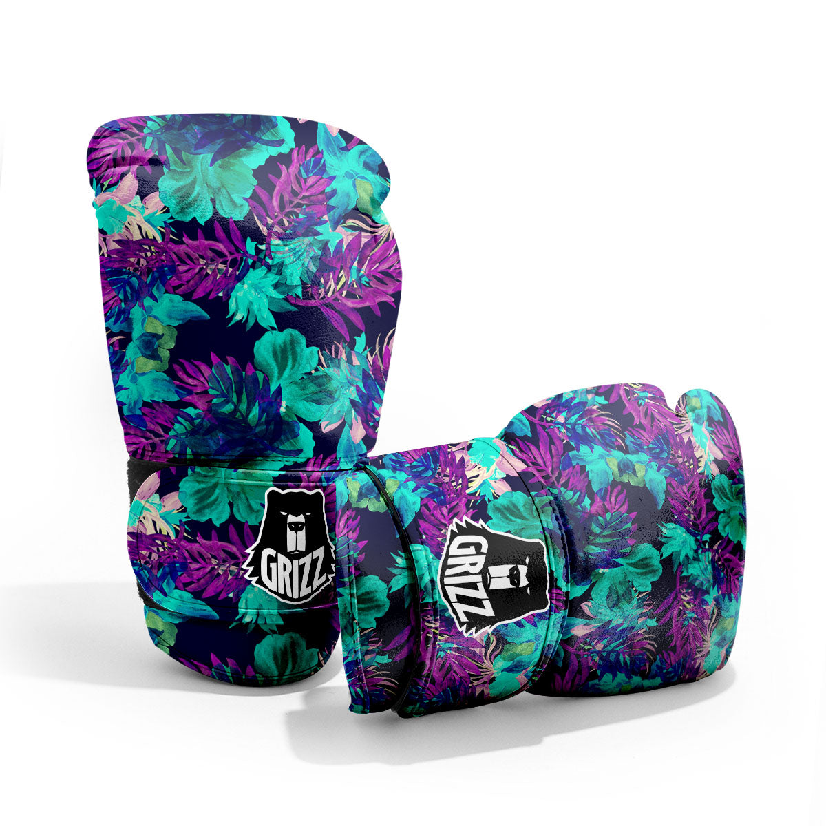 Leaf Green And Purple Print Pattern Pro Boxing Glove