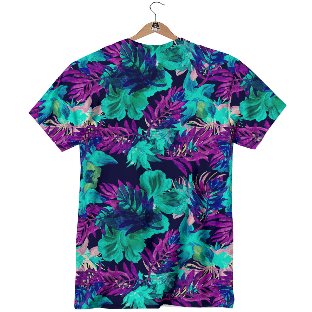 Leaf Green And Purple Print Pattern T-Shirt-grizzshop