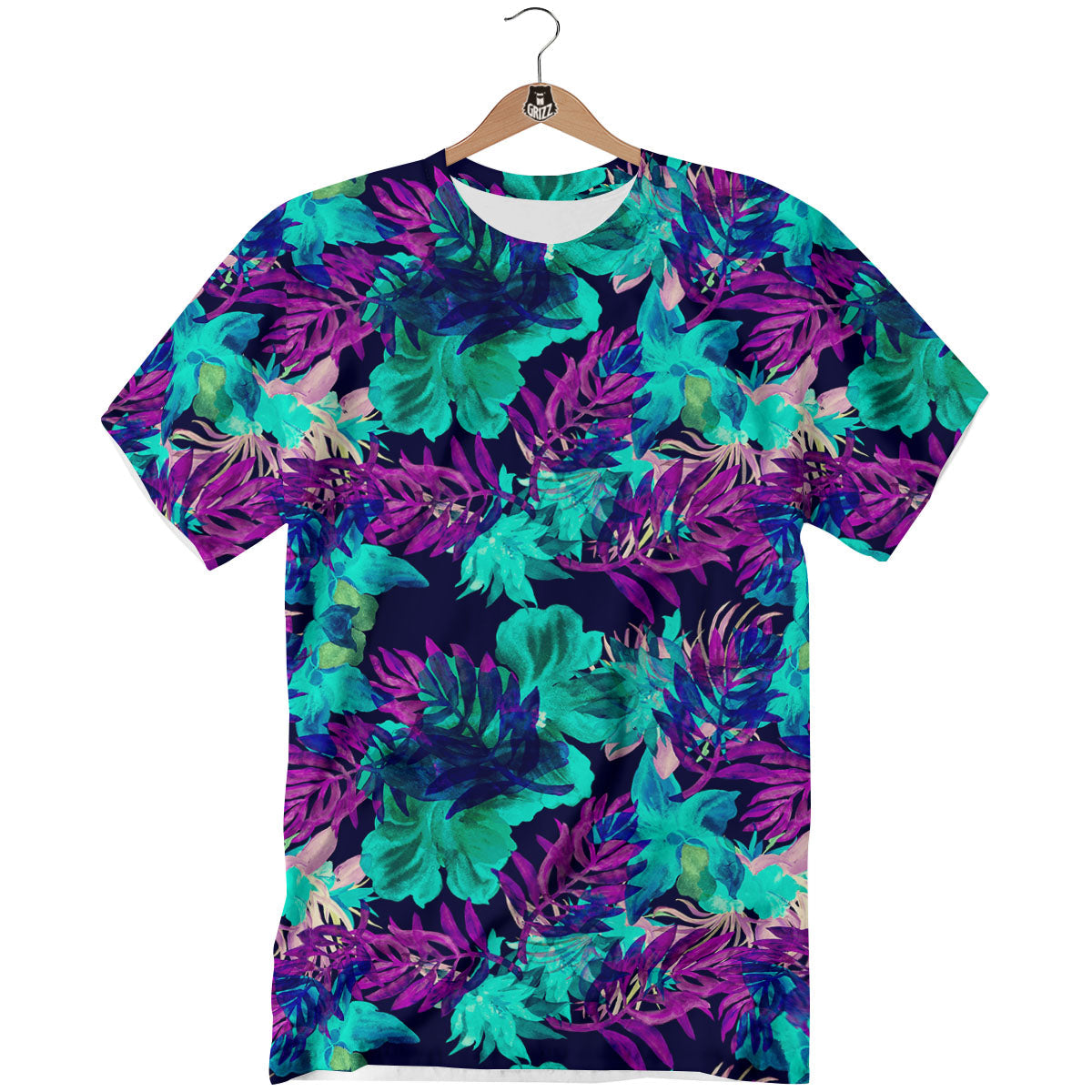 Leaf Green And Purple Print Pattern T-Shirt-grizzshop