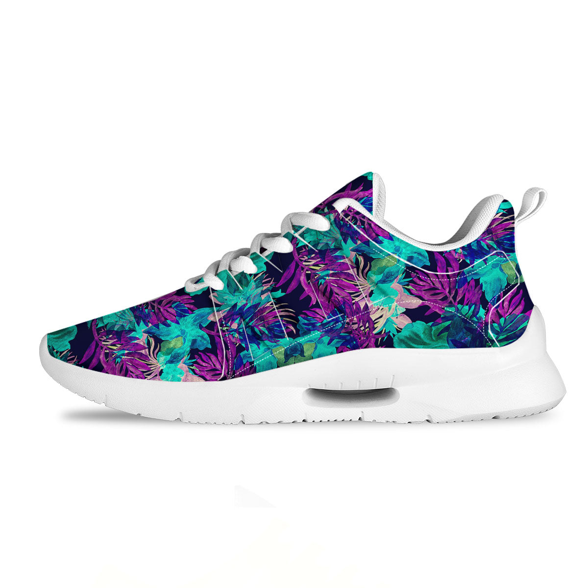 Leaf Green And Purple Print Pattern Tennis Shoes-grizzshop