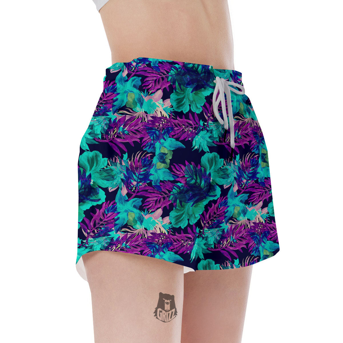Leaf Green And Purple Print Pattern Women's Shorts-grizzshop