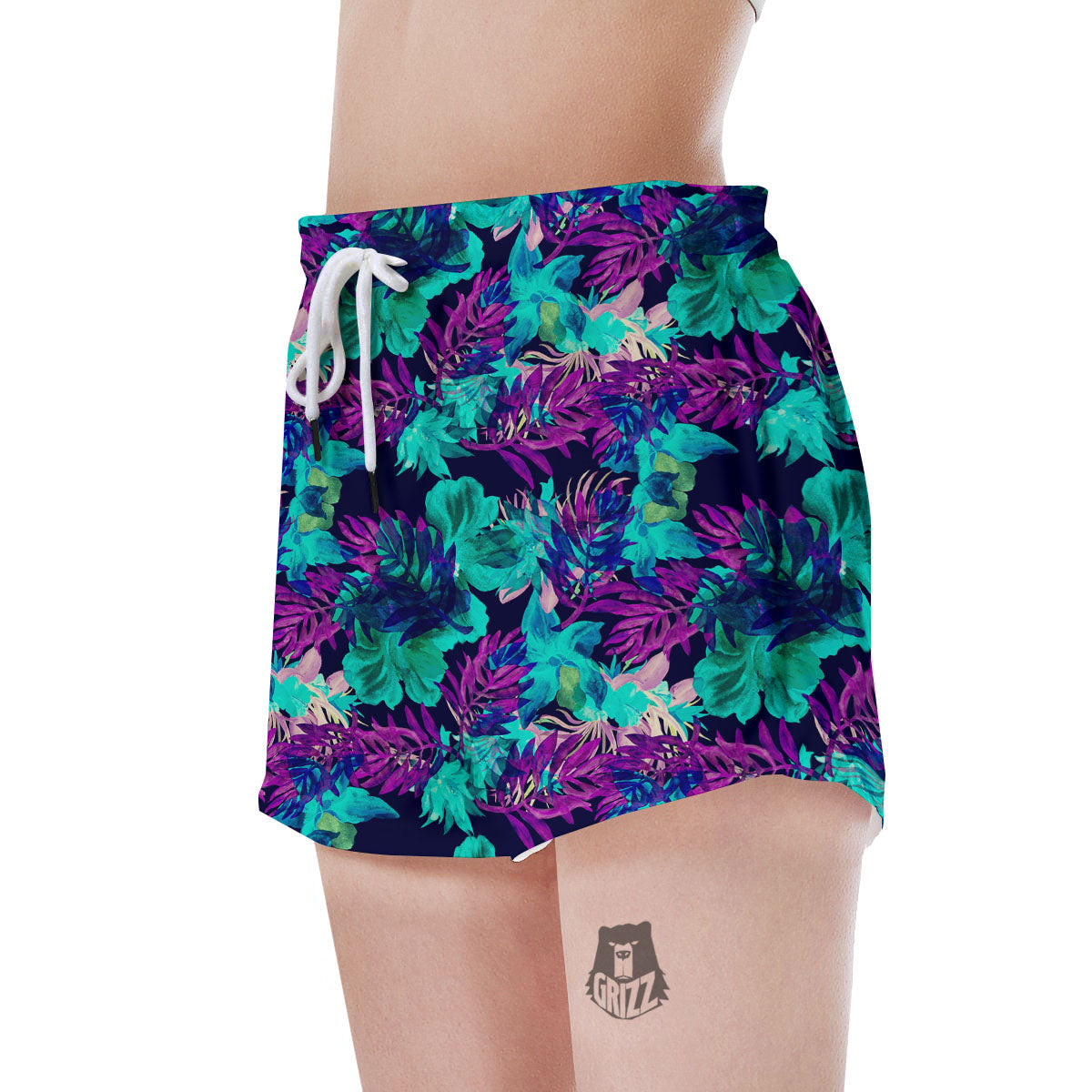 Leaf Green And Purple Print Pattern Women's Shorts-grizzshop