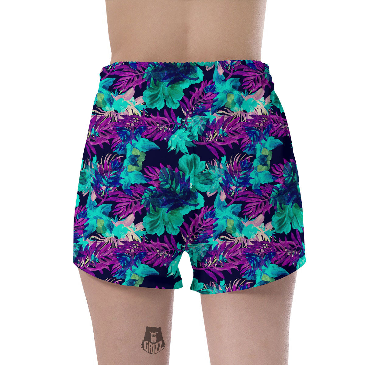 Leaf Green And Purple Print Pattern Women's Shorts-grizzshop